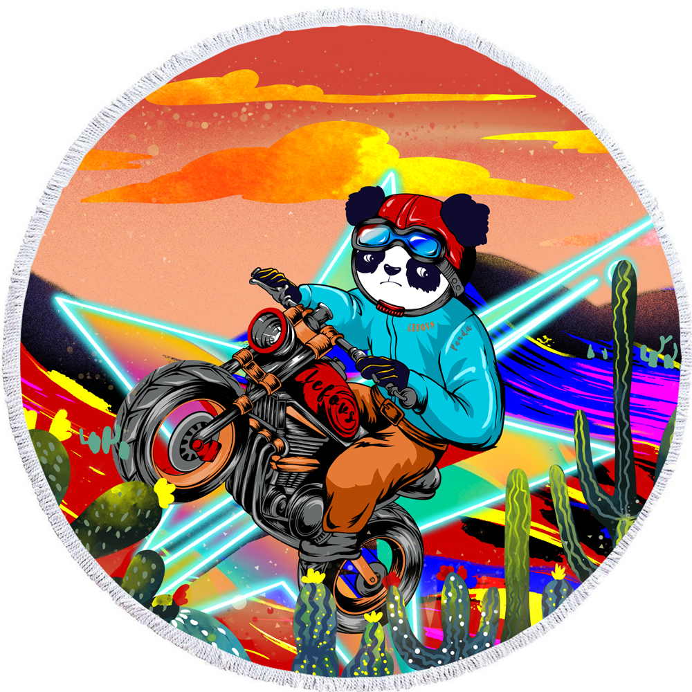 custom round beach towel with tassel